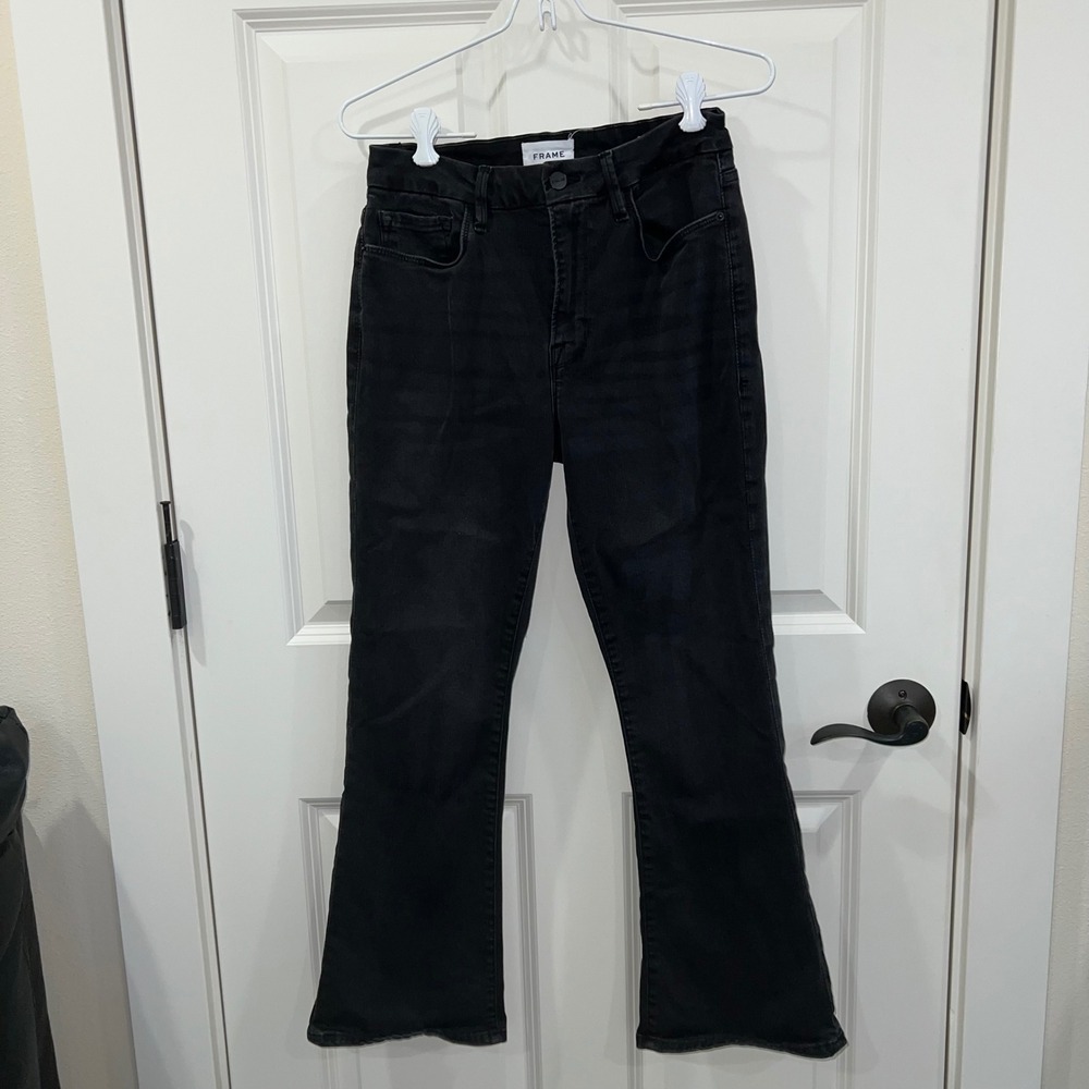 Frame Le Crop Mini Boot Cut Jeans Black Size‎ 30